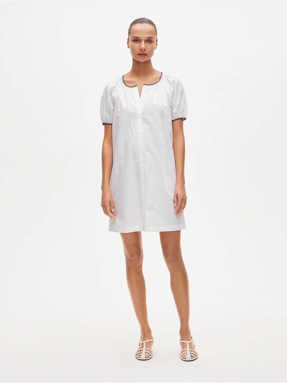 Jcrew Puff-sleeve popover dress in stripe